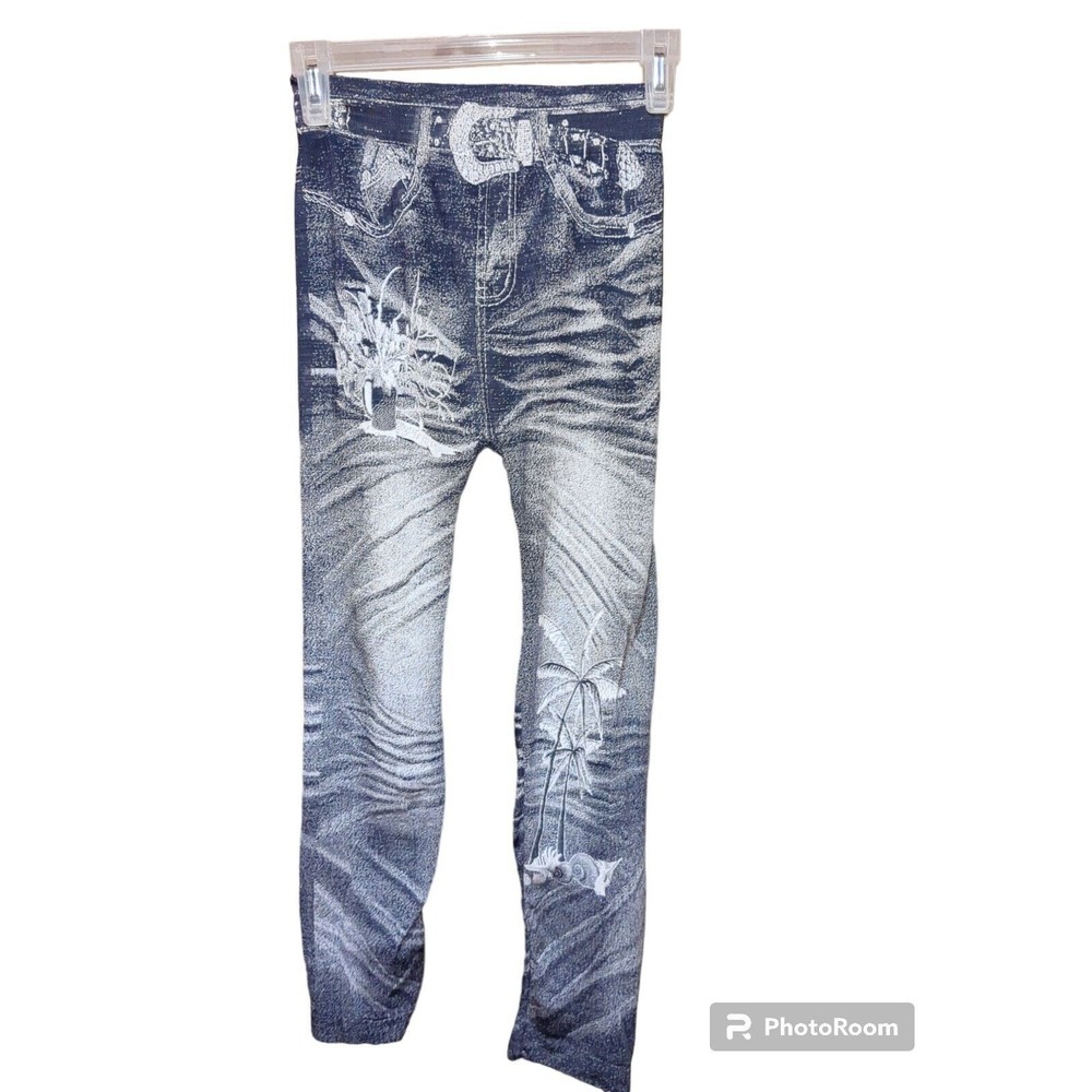 Women's Chuns Plamtree Blue Stretch Leggings Jeggings Soft Lightweight One Size